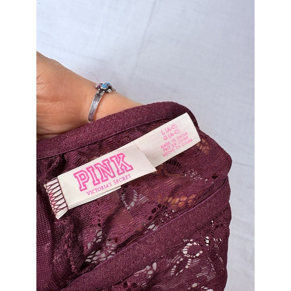 Victoria's Secret PINK Push-Up Lace Bralette Plum Wireless Padded Large A-C Cup‎ - Picture 6 of 8
